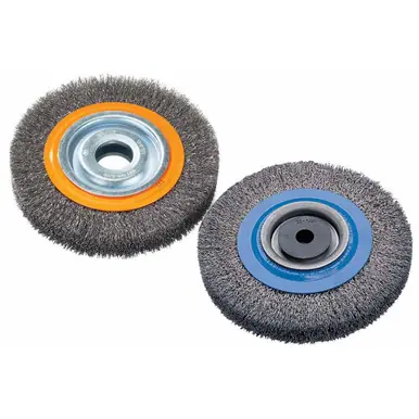WALTER 13B185 - 8" x 3/4" Crimped Stainless Steel Wire Wheel Brush 0.0118", 1-1/4" Arbor