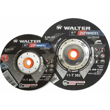 WALTER 11T352 - 5" x 3/64" x 5/8"-11 ZIP Cut-Off Wheel Type 27S, Spin-On (25pk)