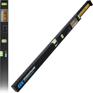 OX Pro 29"-48" Speedframe Measuring Extendable Level with Twin-Rail Extension - Integrated Scale