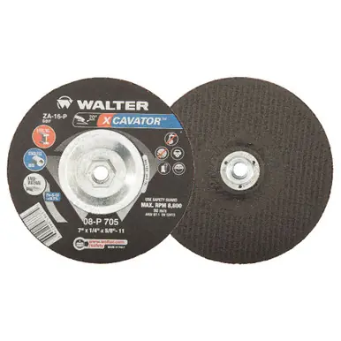 WALTER 08P705 - 7" x 1/4" XCAVATOR Grinding Wheel Type 27S, Spin-On (10pk)