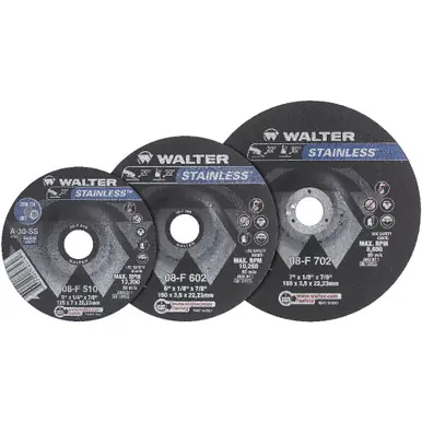 WALTER 08F502 - 5" x 1/8" STAINLESS Grinding Wheel Type 27S, Spin-On (25pk)