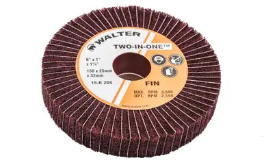 WALTER 15E295 - 6" x 1-1/4" Two-In-One Flap Wheel, Fine Grit