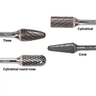 WALTER 01V036 - 3/8" x 1-1/4" Shape 14° Included Angle Non-Ferrous Cut Carbide Burr 1/4" Shank
