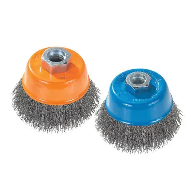 WALTER 13E514 - 5" Crimped Stainless Steel Wire Cup Brush 0.020", 5/8"-11 Arbor, Spin-On