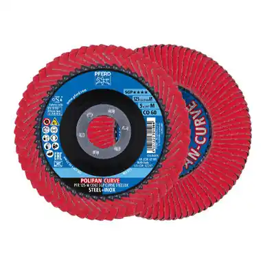 PFERD 67698056 - Flap Disc, 5"x 7/8, CO SGP CURVE STEELOX, 60 Grit, Medium Radius, Ceramic, 2 P