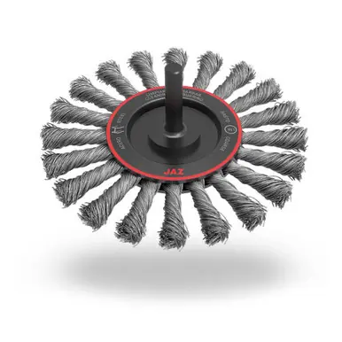 JAZ 31098 - 4" Standard Twist Knot Wire Wheel, 20 Knots, .014" 302SS, 1/4" Shank