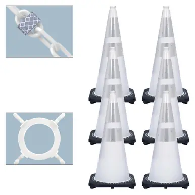 Mr. Chain 23271-6 28" Traffic Cone Reflective and Reflective Chain Kit White