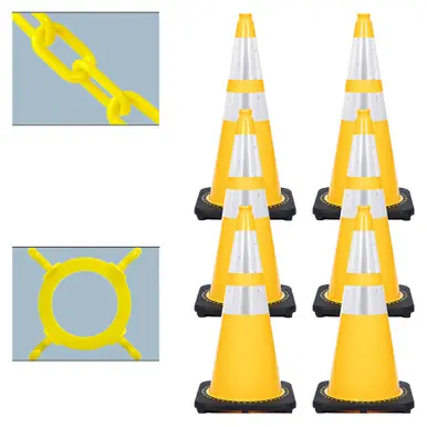 Mr. Chain 93272-6 28" Traffic Cone Reflective and Chain Kit Yellow