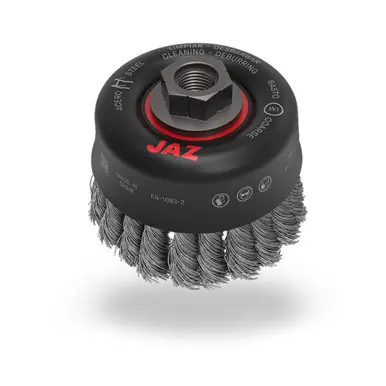 JAZ 55182 - 5" Twist Knot Wire Cup Brush, .020" 302SS, 5/8"-11 Thread