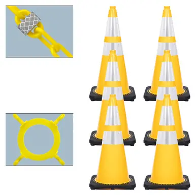 Mr. Chain 23272-6 28" Traffic Cone Reflective and Reflective Chain Kit Yellow