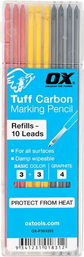 OX TOOLS P503202 - Pro Tuff Carbon Basic Color & Graphite Lead 10ct (10pk)