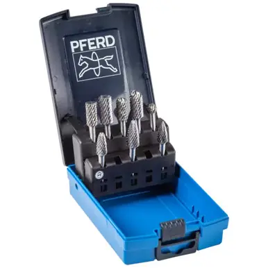 PFERD 28011 8 Piece Bur Set - 1/4" Shank Plastic Case OMNI Cut