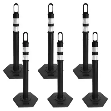 Mr. Chain 78203-6 Black Delineator with Reflective Collar and Base (6-Pack)