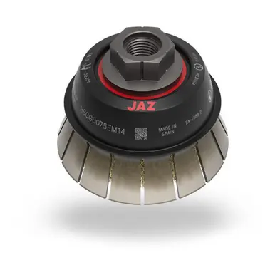 JAZ 73930 - 3" Crimped Wire Cup Brush, w/Guard, .020" 302SS, 5/8"-11 & M14 x 2.0 Thread