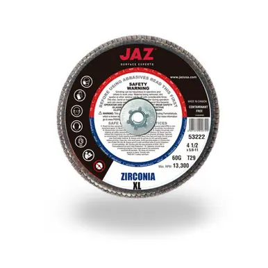 JAZ 51501 - Type 27 Flap Disc 7" x 7/8" A.H., 36 Grit Zirconia (10pk)