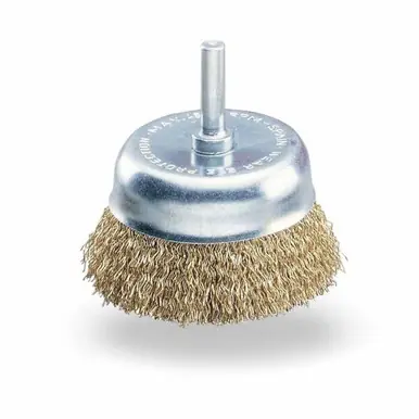 JAZ 92411 - 2" DIY Stem Mounted Crimped Wire Cup Brush, .008" Steel (Fine), 1/4" Shank