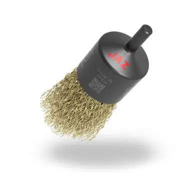 JAZ 14220 - 3/4" Crimped Wire End Brush, .006" Steel, 1/4" Shank (10pk)
