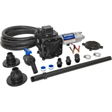 FILL-RITE SS417B - 12V Chemical Transfer Pump, Plastic Straight Flange Mount w/ Suction Pipe