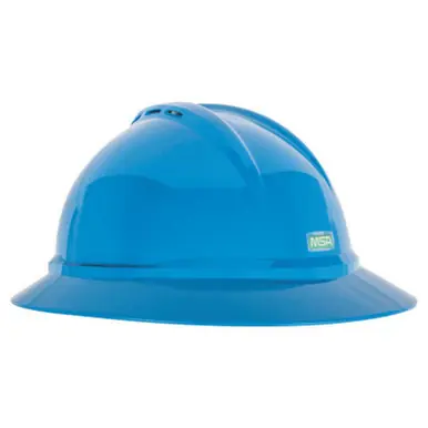 MSA 10167912 V-Gard 500 Vented Protective Hat, 4 Point Fas-Trac III, Vented, Blue