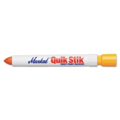 MARKAL 61043 Quik Stik Markers, 11/16 in dia, 6 in, Fluorescent Orange