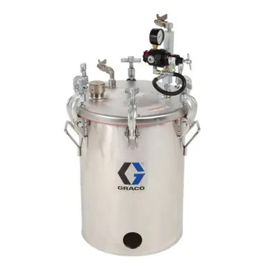 GRACO 236143 - Stainless Steel Pressure Tank, 5 Gal, Low Pressure (HVLP), Regulated to 15 PSI, ASME