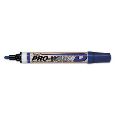 MARKAL 97015 PRO-WASH D Detergent Removable Markers, 1/8 in Tip, Medium, Blue