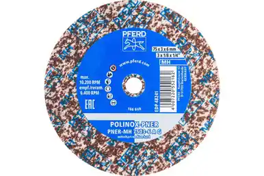 PFERD 48241 - POLINOX Unitized Wheel, 3" x 1/8 x 1/4, Coarse, Medium-Hard, 6AC, Aluminum oxide (10pk)