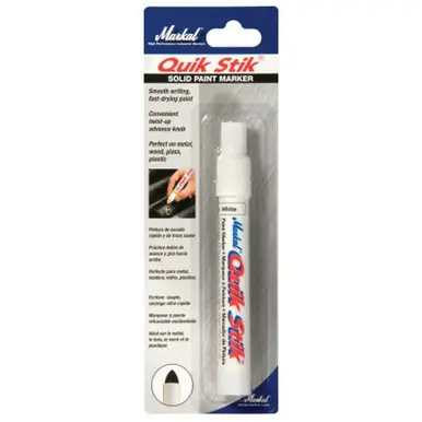 MARKAL 61067 Quik Stik Markers, 11/16 in X 6 in, White, Carded