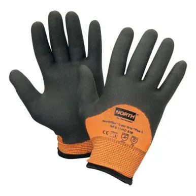Honeywell NFD11HD/8M NorthFlex Cold Grip Plus 5 Coated Gloves, Medium, Black/Orange