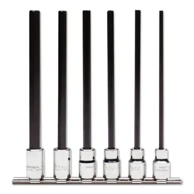 PROTO J4990SMXL 6 Piece Metric Extra-Long Hex Bit Socket Set, 3/8"