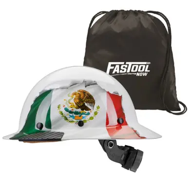 LIFT HDF-25MF - DAX Fiber Resin Full Brim Hard Hat (Mexican Flag) with Tote Bag