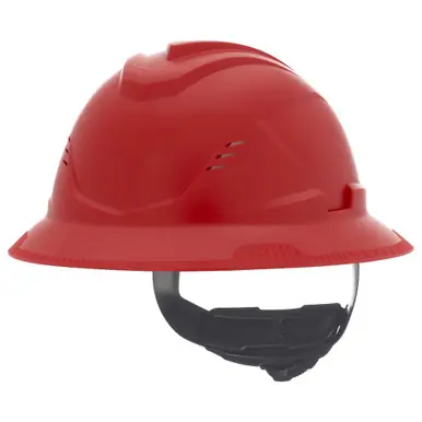 V-Gard C1 Hard Hat, Fas-Trac III 4 Point Ratchet, Vented, Red