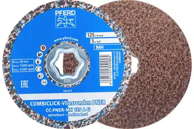 PFERD 48180 - COMBICLICK Unitized Disc, 5" Dia, Coarse, Hard, 6AM, Aluminum Oxide (5pk)