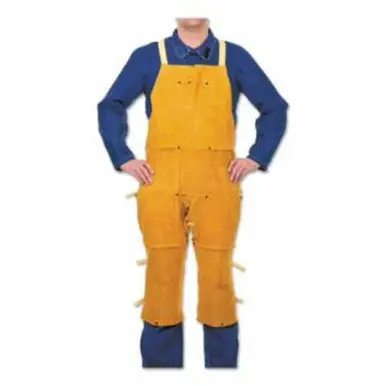 BEST WELDS 902-Q-8 - Leather Split Leg Bib Apron, 24" W x 36", Split Cowhide, Golden Brown