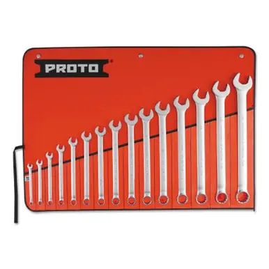 PROTO J1200FASD TorquePlus 12-Pt. Combination Wrench Set, 15 Piece, Oval Handle, Satin