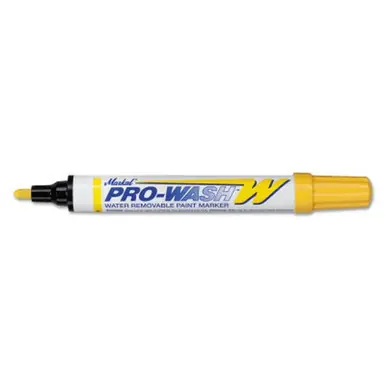 MARKAL 97031 PRO-WASH W Water Removable Paint Markers, 1/8 in Tip, Medium, Yellow