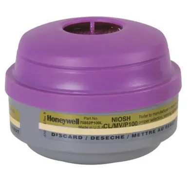 Honeywell 75852P100L Combination Gas and Vapor Cartridges, Mercury Vapor/Chlorine/Particulates, P100