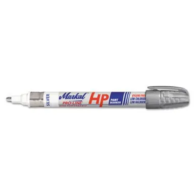 MARKAL 96967 PRO-LINE HP Paint Markers, 1/8 in Tip, Medium, Silver (12pk)