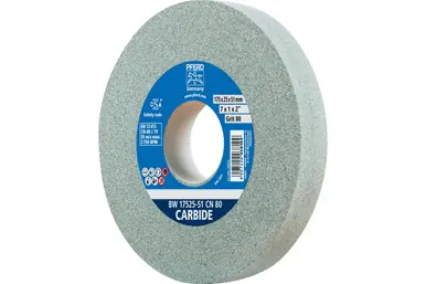 PFERD 61691 - Vitrified Bench Wheel, CARBIDE, 7" x 1 x 2, 80 Grit, Silicon Carbide