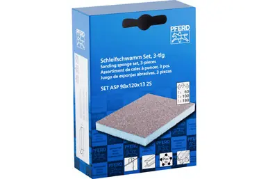 PFERD 46407 - Sanding sponge Set with 4 abrasive sides, 4" x 4-3/4, 60, 80, 180 Grit, Aluminum