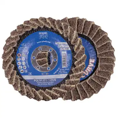 PFERD 45920 - Flap Disc, PVL-R, POLIVLIES CURVE, 4-1/2" x 7/8, Coarse, Aluminum oxide (5pk)