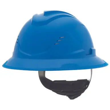 V-Gard C1 Hard Hat, Fas-Trac III 4 Point Ratchet, Vented, Blue