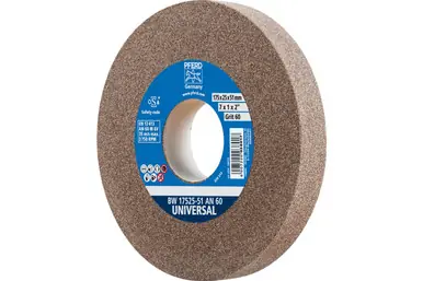 PFERD 61676 - Vitrified Bench Wheel, UNIVERSAL, 7" x 1 x 2, 60 Grit, Aluminum Oxide