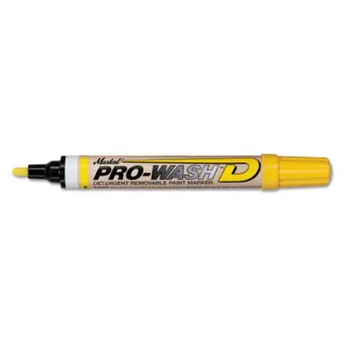 MARKAL 97011 PRO-WASH D Detergent Removable Markers, 1/8 in Tip, Medium, Yellow