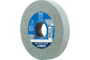 PFERD 61689 - Vitrified Bench Wheel, CARBIDE, 5" x 3/4 x 1-1/4, 80 Grit, Silicon Carbide