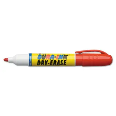 MARKAL 96570 Dura-Ink Dry Erase Markers, Red, 1/8 in, Felt