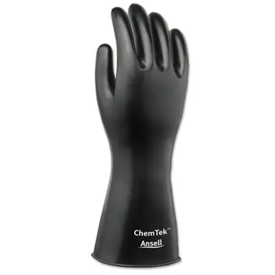 Ansell 38-514-8 AlphaTec Butyl Gloves, Rough Finish, Size 8, Black