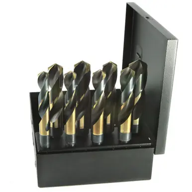 DRILLCO 1000N8 - 8pc HSS Nitro S&D Drill Bit Set, Reduced Shank, 118°, 9/16" to 1" by 64ths