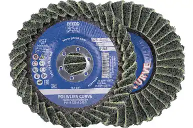 PFERD 45925 - Flap Disc, PVL-R, POLIVLIES CURVE, 5" x 7/8, Fine, Aluminum oxide (5pk)