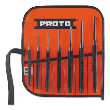 PROTO J47A 7 Pc. Drive Pin Punch Set, Round, English